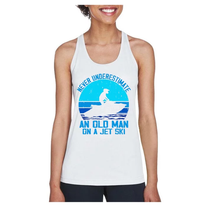 Jet Ski Rider And Driver Waves Riding Water Sport Grandpa Women's Racerback Tank