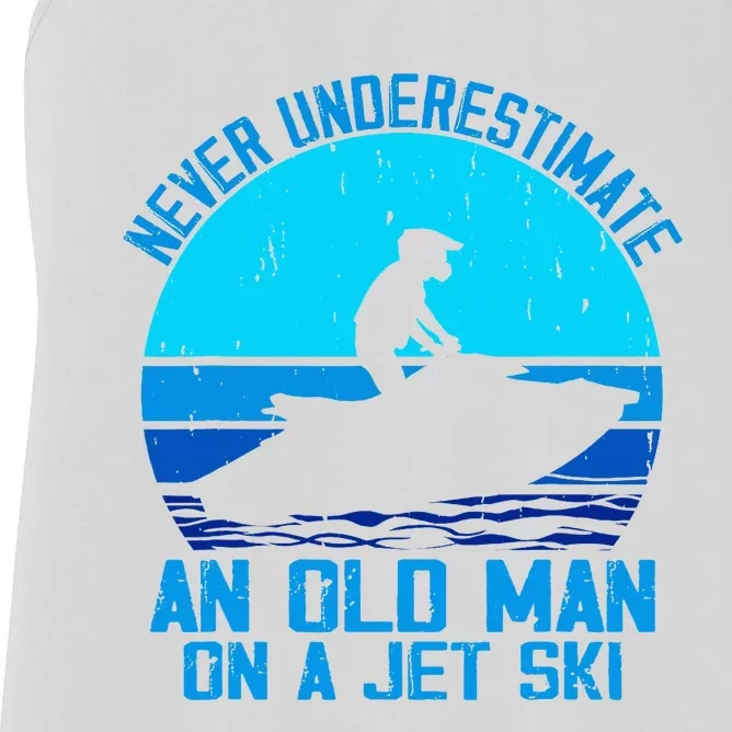 Jet Ski Rider And Driver Waves Riding Water Sport Grandpa Women's Racerback Tank