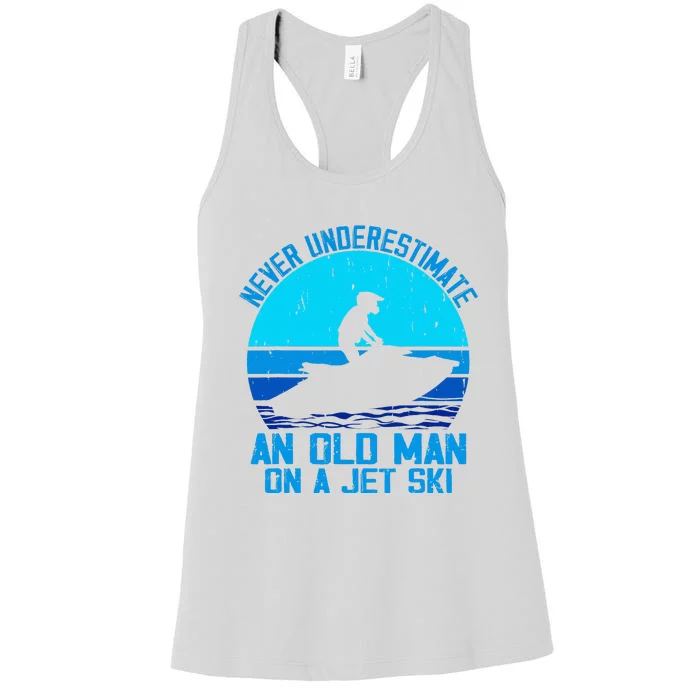 Jet Ski Rider And Driver Waves Riding Water Sport Grandpa Women's Racerback Tank