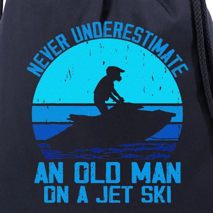 Jet Ski Rider And Driver Waves Riding Water Sport Grandpa Drawstring Bag