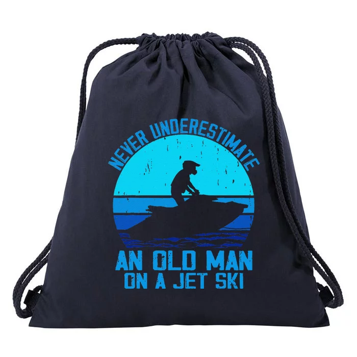 Jet Ski Rider And Driver Waves Riding Water Sport Grandpa Drawstring Bag