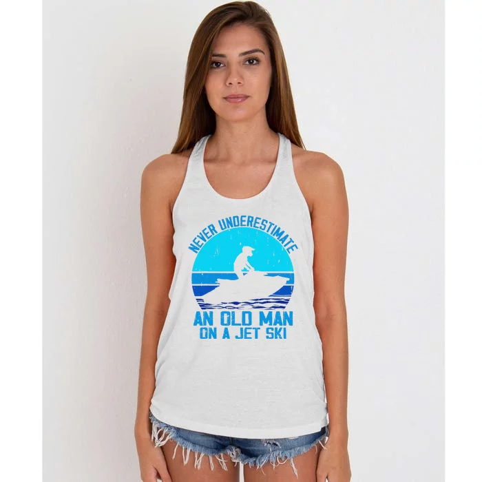 Jet Ski Rider And Driver Waves Riding Water Sport Grandpa Women's Knotted Racerback Tank