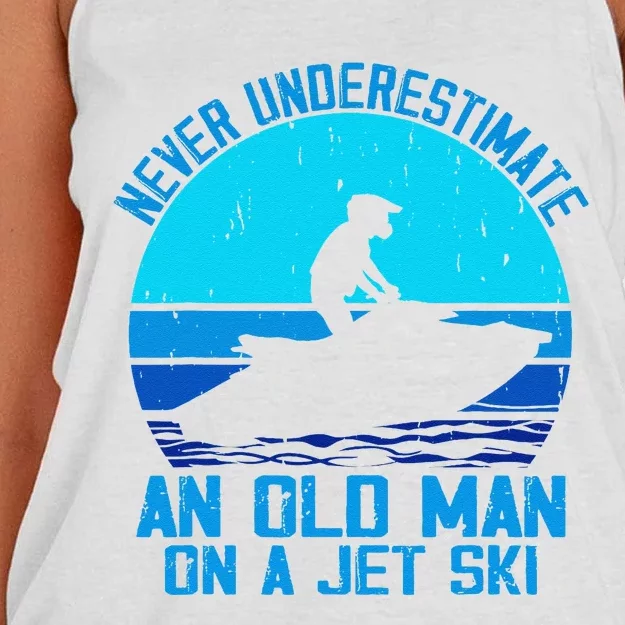 Jet Ski Rider And Driver Waves Riding Water Sport Grandpa Women's Knotted Racerback Tank