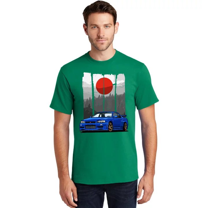 Jdm Skyline R34 Car Tuning Japan Rising Sun Drift Tall T-Shirt