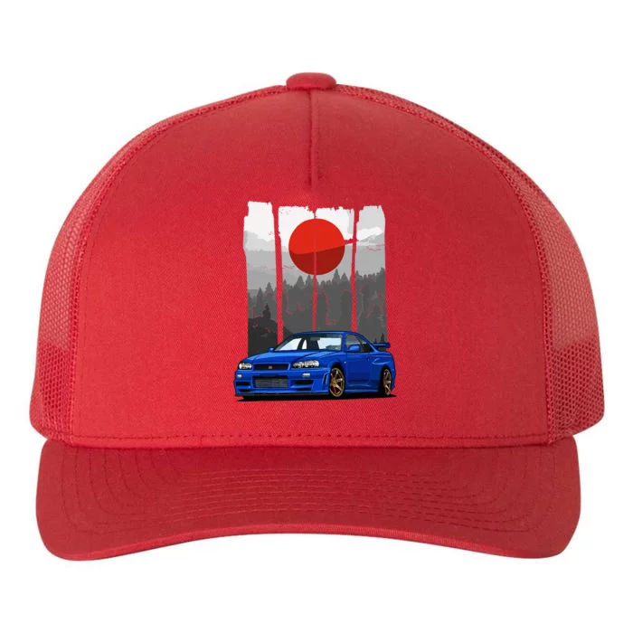 Jdm Skyline R34 Car Tuning Japan Rising Sun Drift Yupoong Adult 5-Panel Trucker Hat