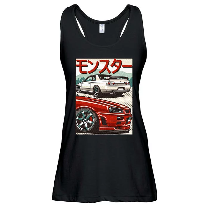 JDM Skyline R32 Car Tuning Japan Rising Sun Drift Ladies Essential Flowy Tank