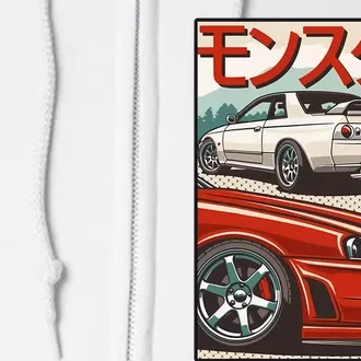 Jdm Skyline R32 Car Tuning Japan Rising Sun Drift Full Zip Hoodie