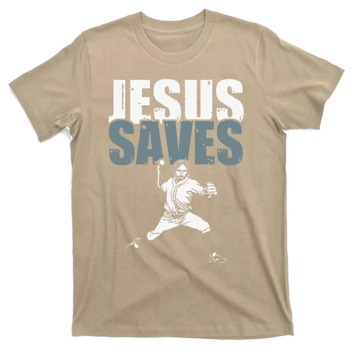 Jesus Saves Religious Christian Baseball Player Gift T-Shirt