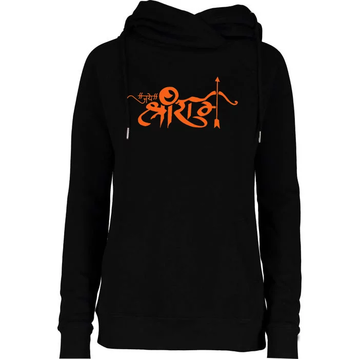 Jai Shri Ram Hindu God Hindi Slogan Hinduism Womens Funnel Neck Pullover Hood