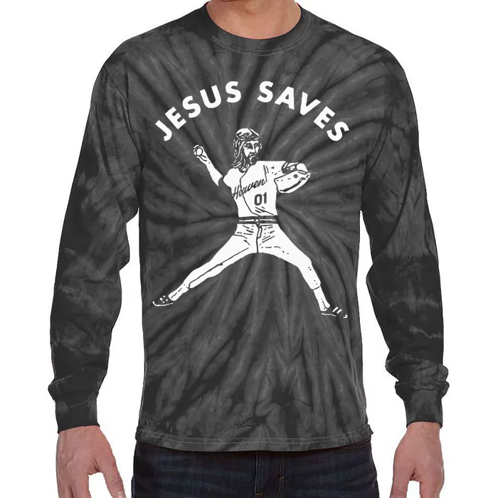 Jesus Saves Religious Christian Faith Baseball Tie-Dye Long Sleeve Shirt