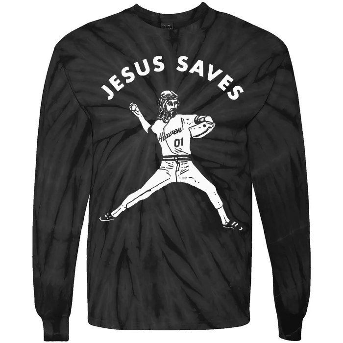 Jesus Saves Religious Christian Faith Baseball Tie-Dye Long Sleeve Shirt