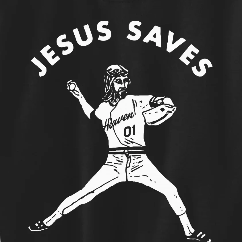 Jesus Saves Religious Christian Faith Baseball Kids Sweatshirt