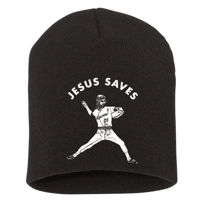 Jesus Saves Religious Christian Faith Baseball Short Acrylic Beanie