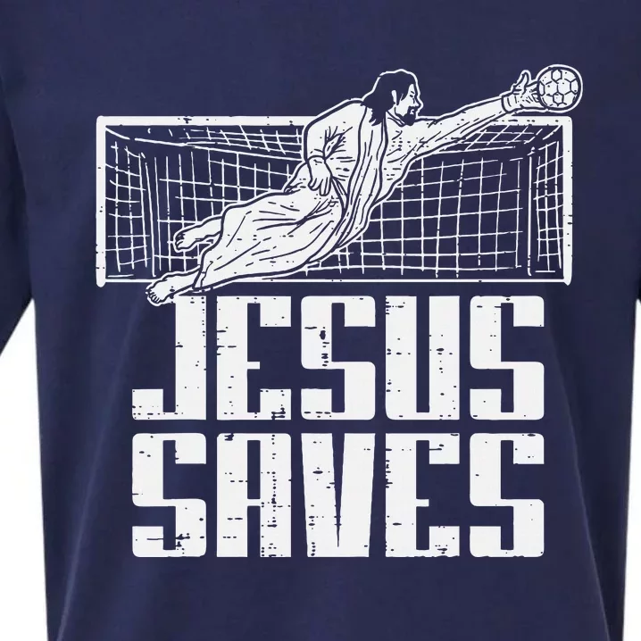 Jesus Saves Soccer Football Christian Goalie Goalkeeper Sueded Cloud Jersey T-Shirt