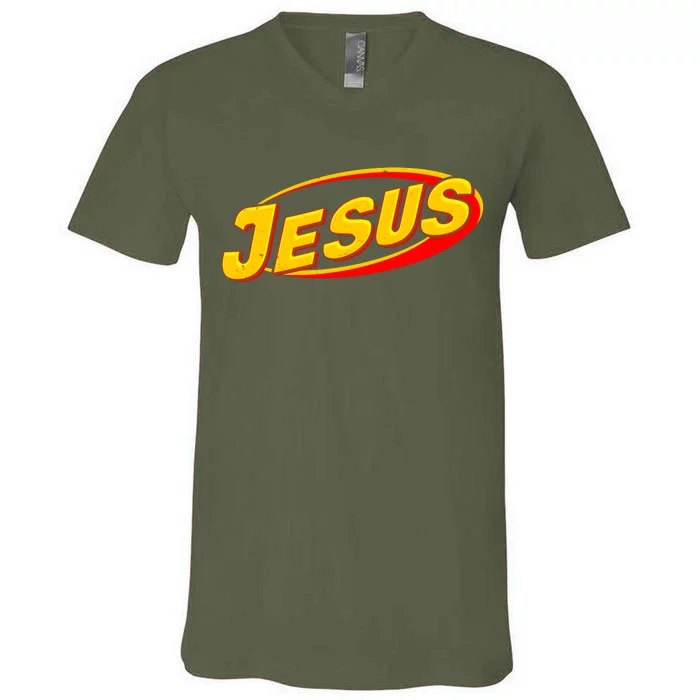 Jesus Sports Style Logo V-Neck T-Shirt