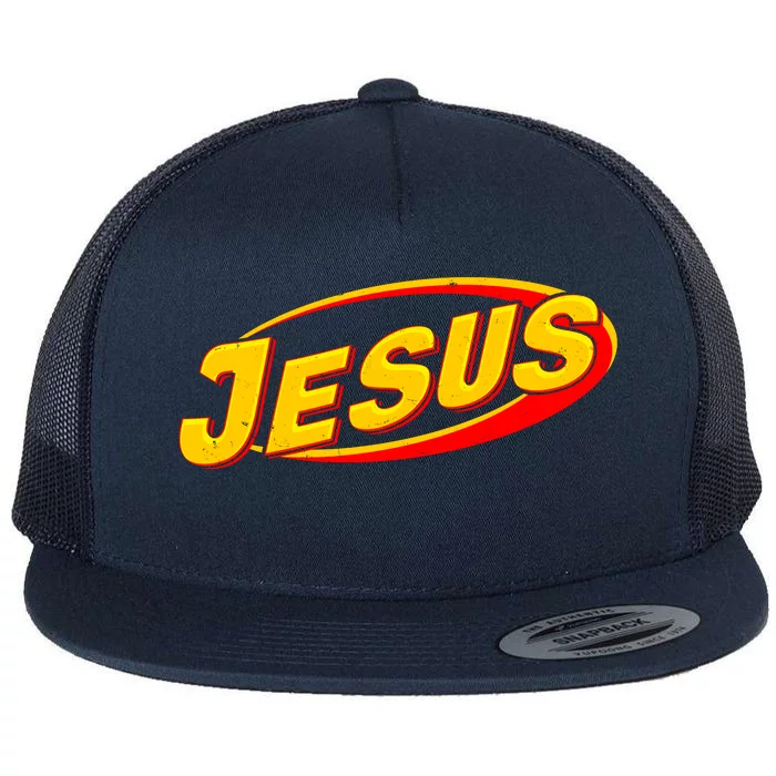 Jesus Sports Style Logo Flat Bill Trucker Hat