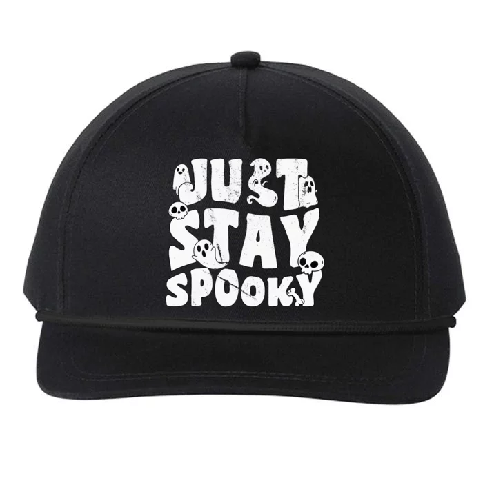 Just Stay Spooky Happy Halloween Ghost Skull Snapback Five-Panel Rope Hat