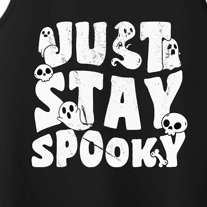 Just Stay Spooky Happy Halloween Ghost Skull Performance Tank