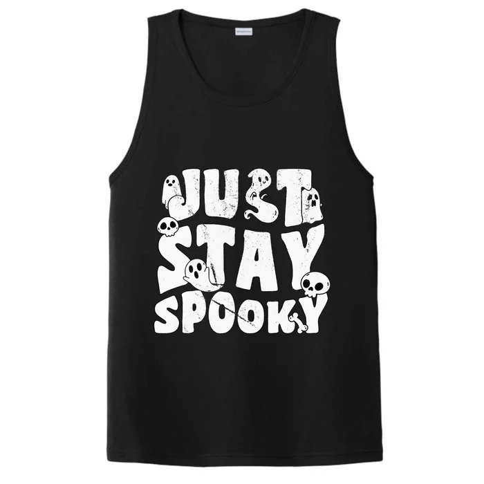 Just Stay Spooky Happy Halloween Ghost Skull Performance Tank