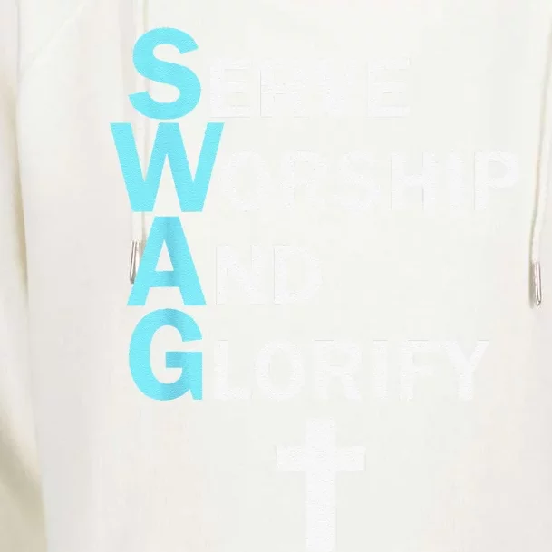 Jesus SWAG Serve Worship And Glorify Faith Religious Womens Funnel Neck Pullover Hood