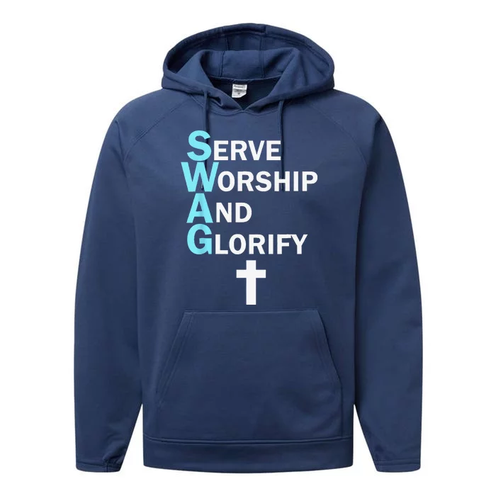 Jesus SWAG Serve Worship And Glorify Faith Religious Performance Fleece Hoodie