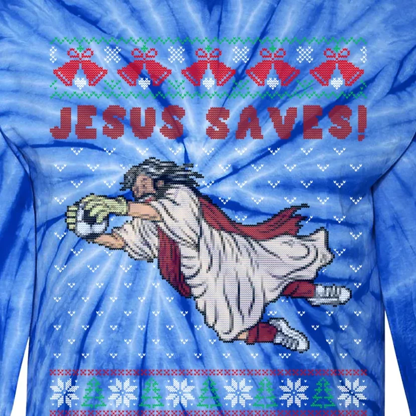 Jesus Saves Soccer Goal Keeper Ugly Christmas Sweater Gift Tie-Dye Long Sleeve Shirt