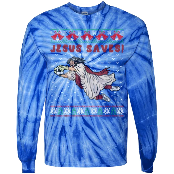 Jesus Saves Soccer Goal Keeper Ugly Christmas Sweater Gift Tie-Dye Long Sleeve Shirt