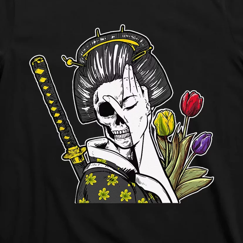 Japanese Skeleton Samurai Geisha T-Shirt