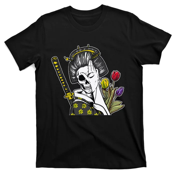 Japanese Skeleton Samurai Geisha T-Shirt