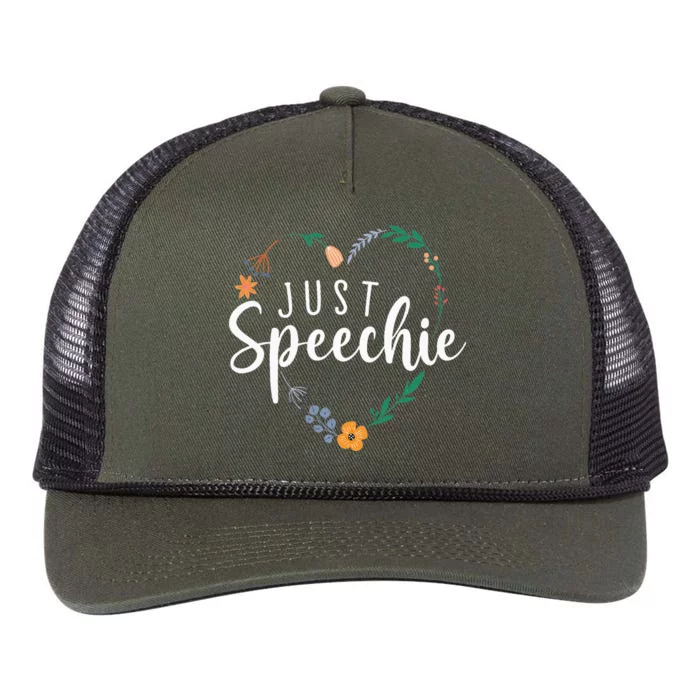 Just Speechie Speech Language Pathologist SLP Therapist Gift Retro Rope Trucker Hat Cap