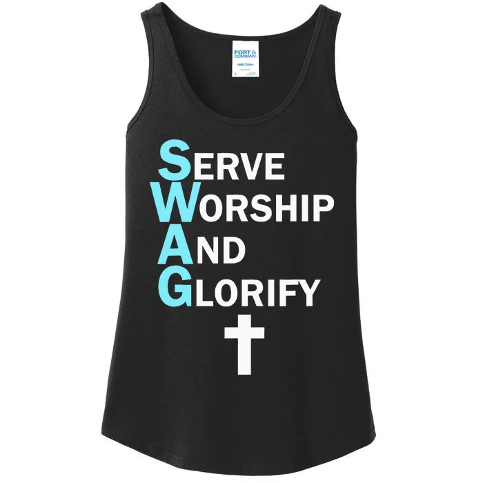 Jesus Swag Serve Worship And Glorify Faith Religious Ladies Essential Tank