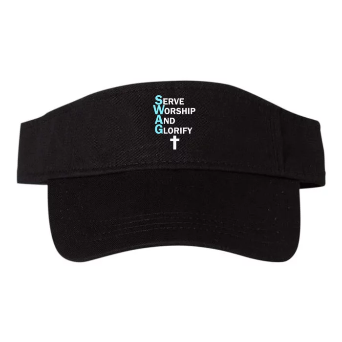 Jesus Swag Serve Worship And Glorify Faith Religious Valucap Bio-Washed Visor