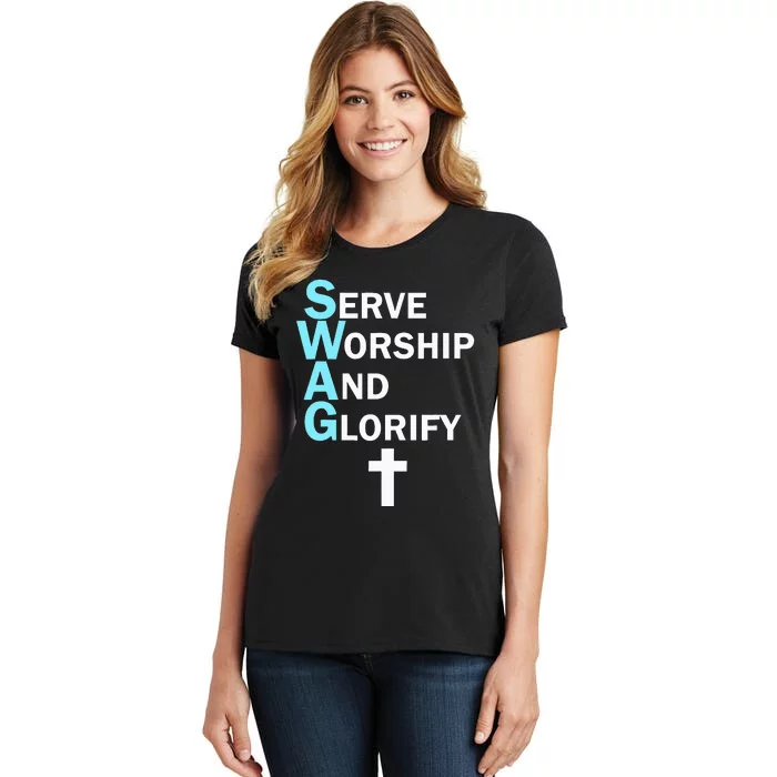 Jesus Swag Serve Worship And Glorify Faith Religious Women's T-Shirt