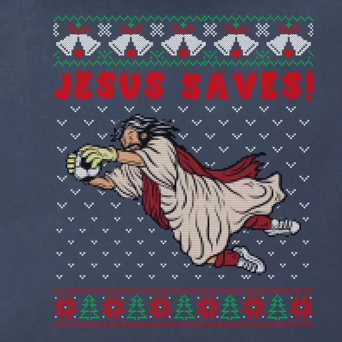 Jesus Saves Soccer Goal Keeper Christmas Zip Tote Bag