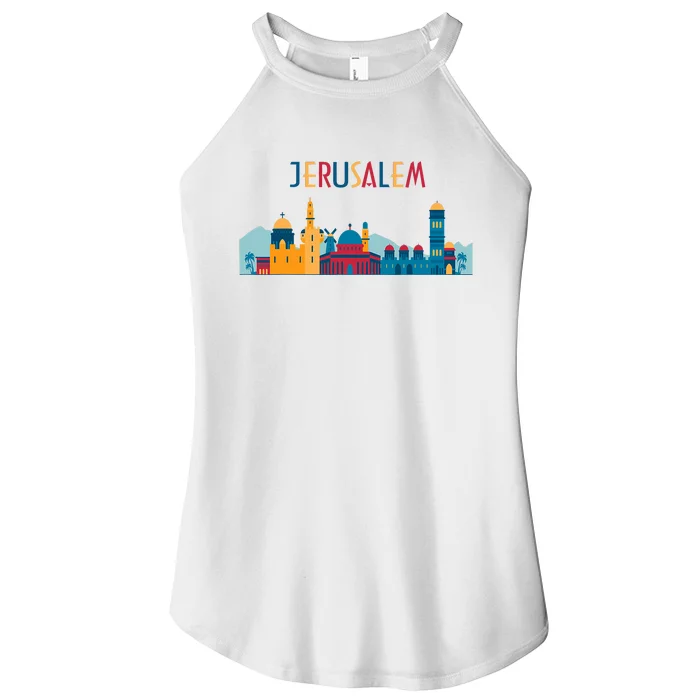 Jerusalem Skyline Souvenir Jewish Holiday Vintage Women’s Perfect Tri Rocker Tank