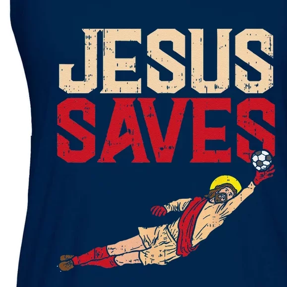 Jesus Saves Soccer Football Goalie Sport God Christian Gift Ladies Essential Flowy Tank