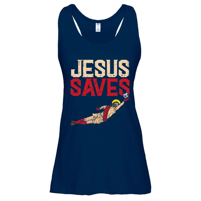 Jesus Saves Soccer Football Goalie Sport God Christian Gift Ladies Essential Flowy Tank