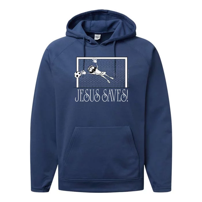 Jesus Saves Soccer Performance Fleece Hoodie