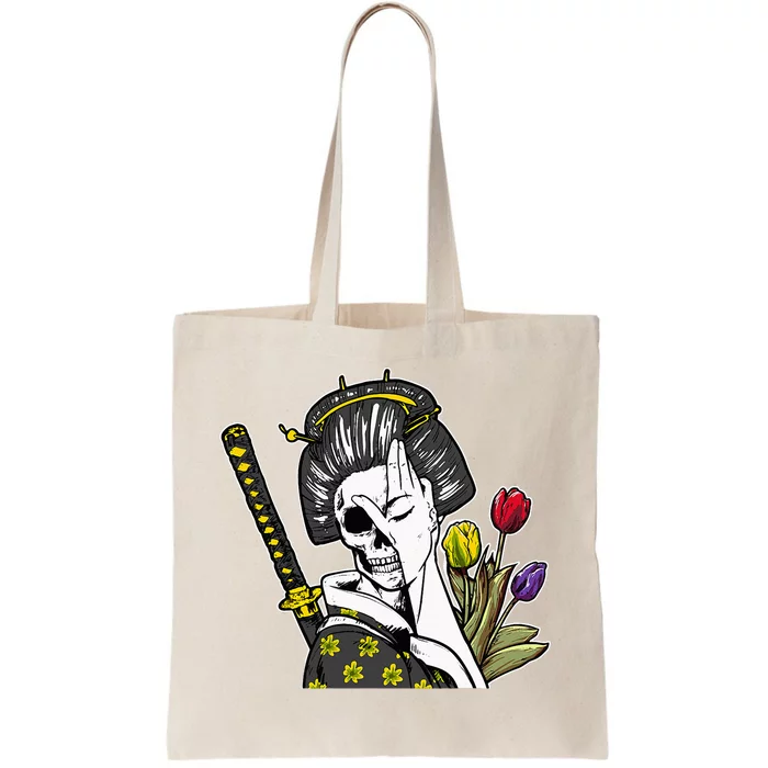 Japanese Skeleton Samurai Geisha Tote Bag