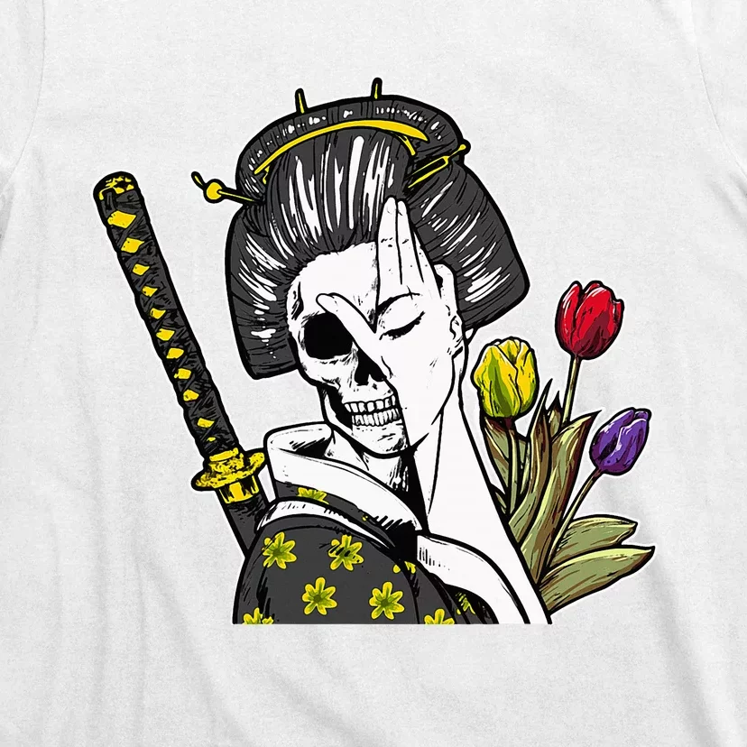 Japanese Skeleton Samurai Geisha T-Shirt