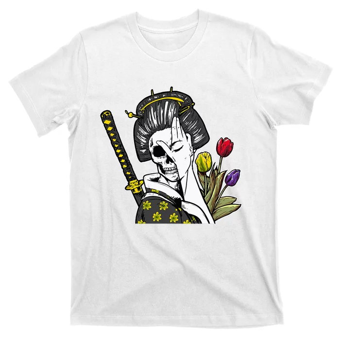 Japanese Skeleton Samurai Geisha T-Shirt