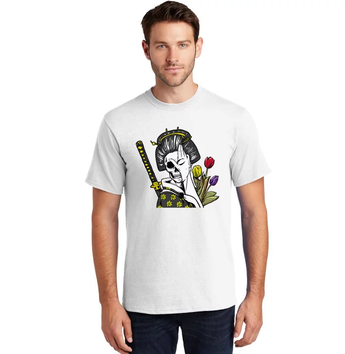 Japanese Skeleton Samurai Geisha Tall T-Shirt