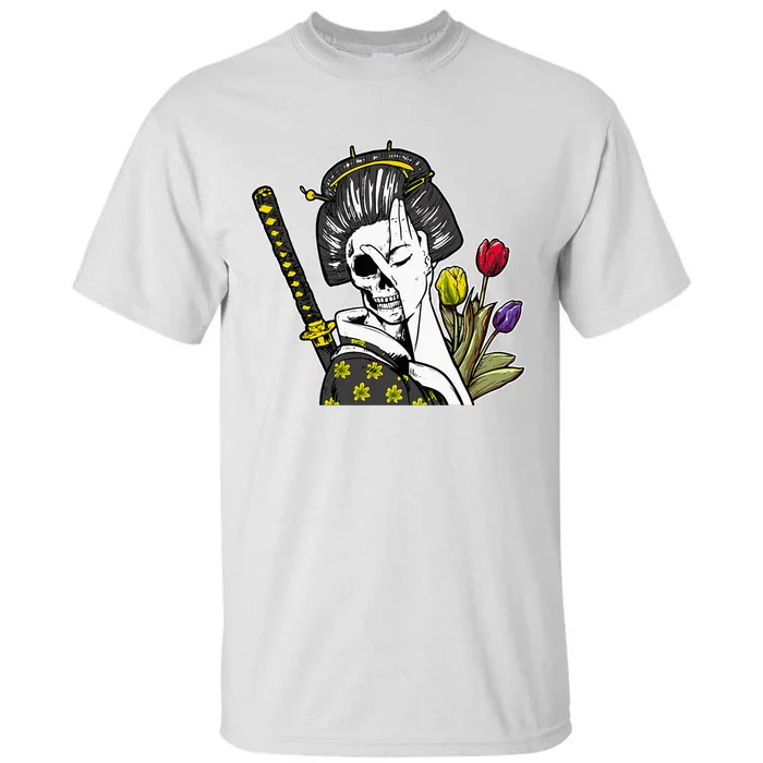 Japanese Skeleton Samurai Geisha Tall T-Shirt