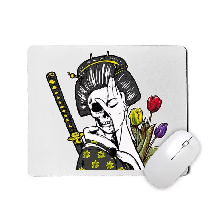 Japanese Skeleton Samurai Geisha Mousepad