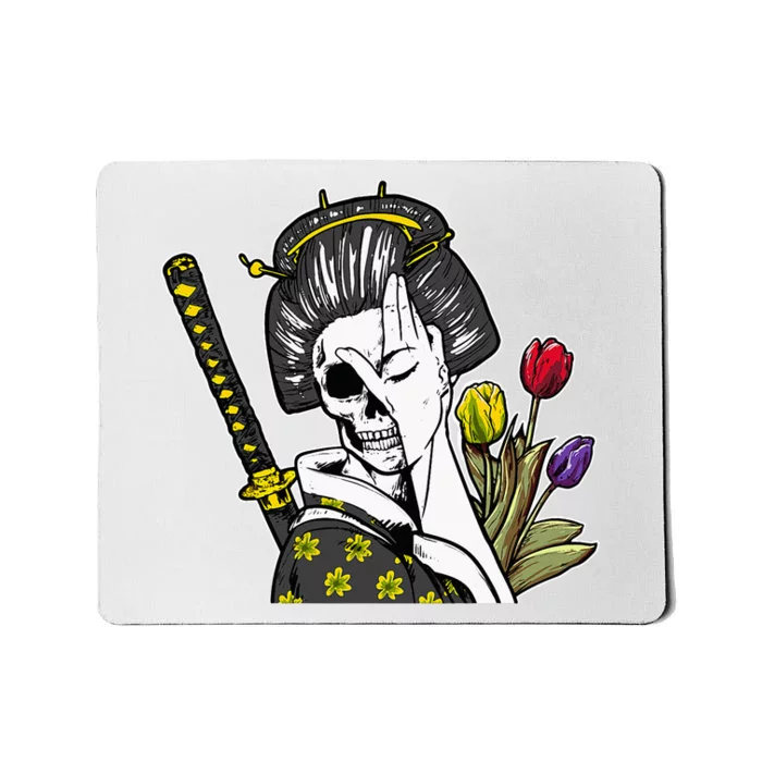 Japanese Skeleton Samurai Geisha Mousepad