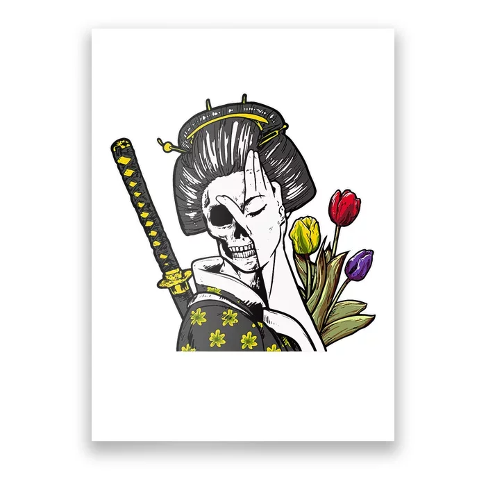 Japanese Skeleton Samurai Geisha Poster