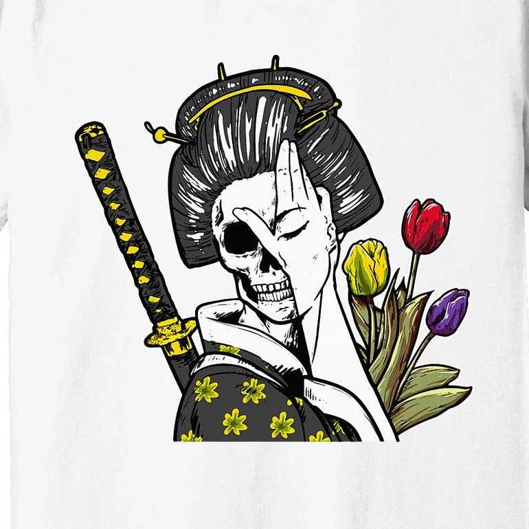 Japanese Skeleton Samurai Geisha Premium T-Shirt