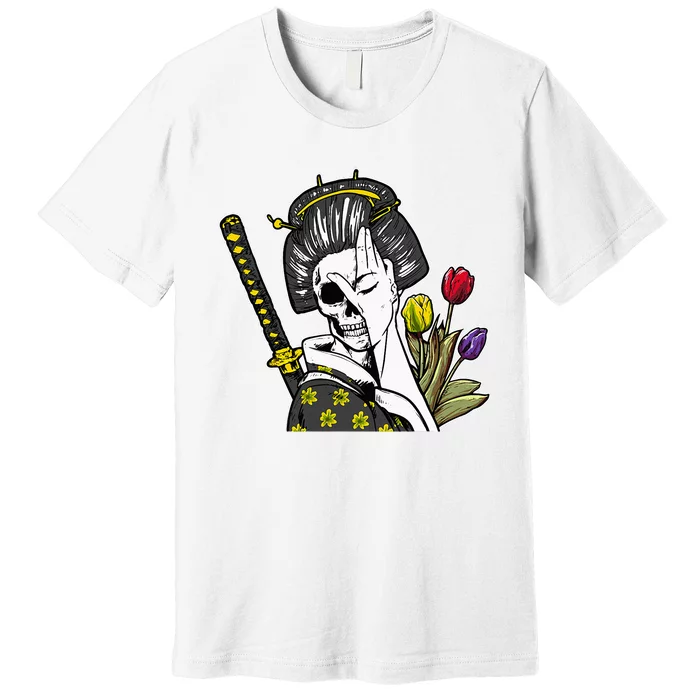 Japanese Skeleton Samurai Geisha Premium T-Shirt