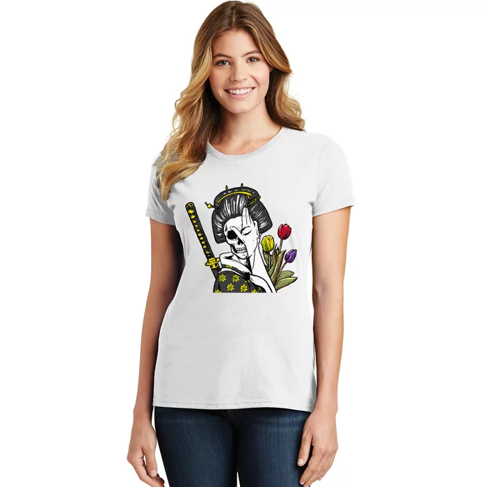 Japanese Skeleton Samurai Geisha Women's T-Shirt