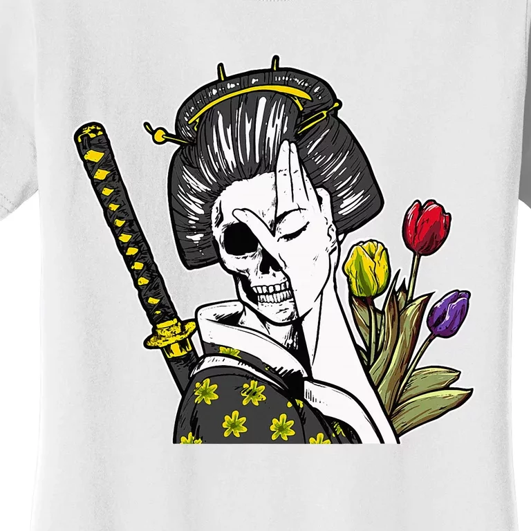 Japanese Skeleton Samurai Geisha Women's T-Shirt